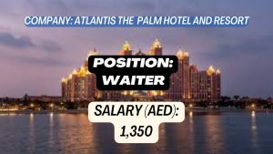 Waiter Jobs at Atlantis the Palm Hotel and Resort